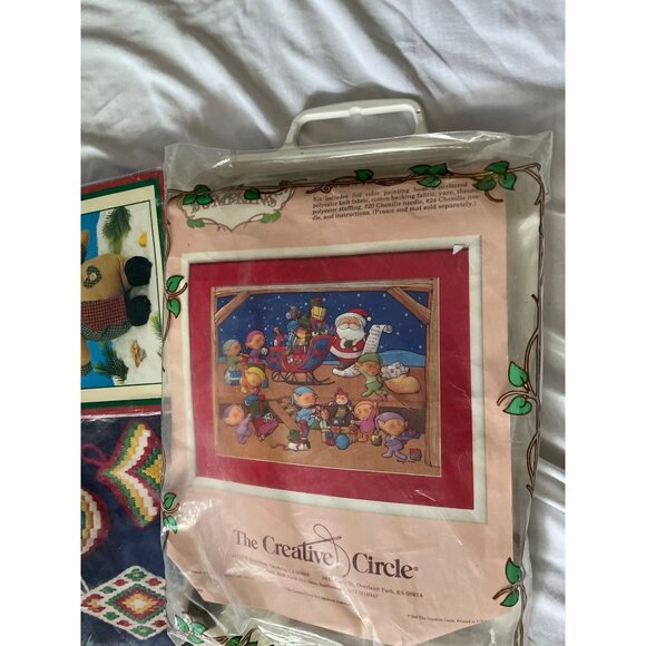 Christmas Craft Kits Bundle - Cross Stitch Needlepoint Bean Bag Ornaments & Wall - Picture 2 of 12